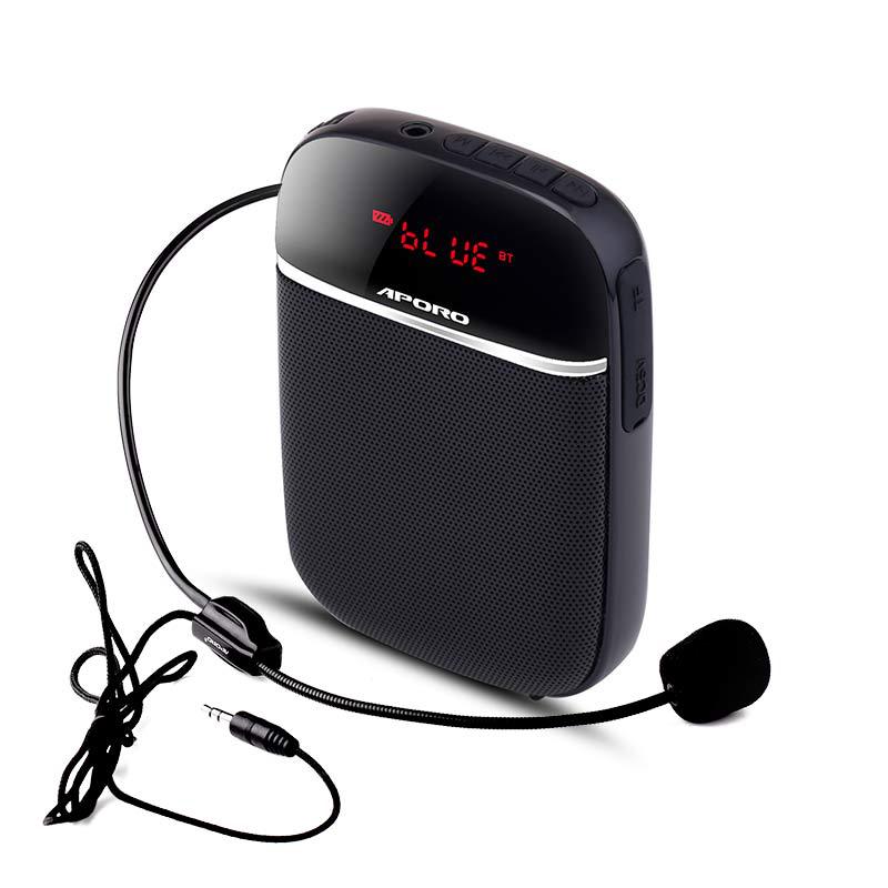 APORO T2 mini bluetooth loudspeaker portable waist hanging bee teacher tour guide microphone card recording
