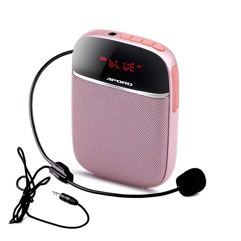 APORO T2 mini bluetooth loudspeaker portable waist hanging bee teacher tour guide microphone card recording