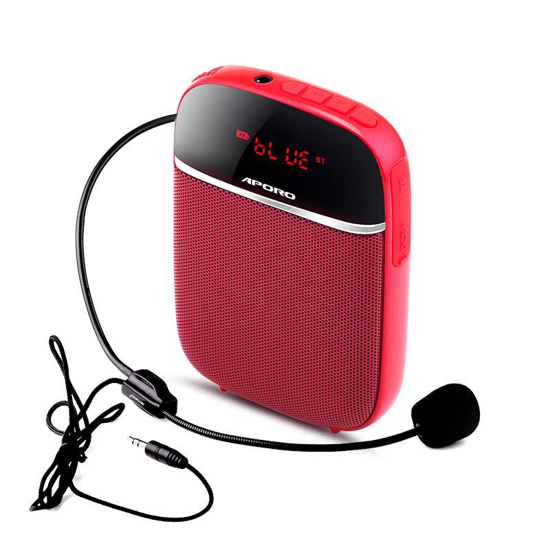 APORO T2 mini bluetooth loudspeaker portable waist hanging bee teacher tour guide microphone card recording