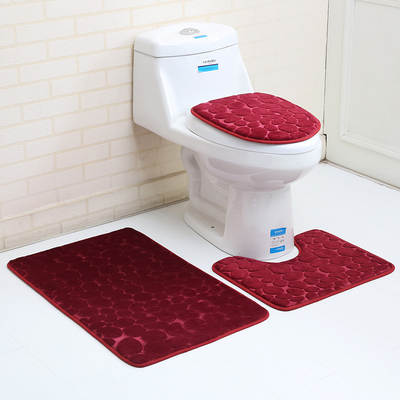 3D toilet mat three-dimensional stone pattern carpet two or three-piece flannel absorbent toilet direct spot on behalf of the hair