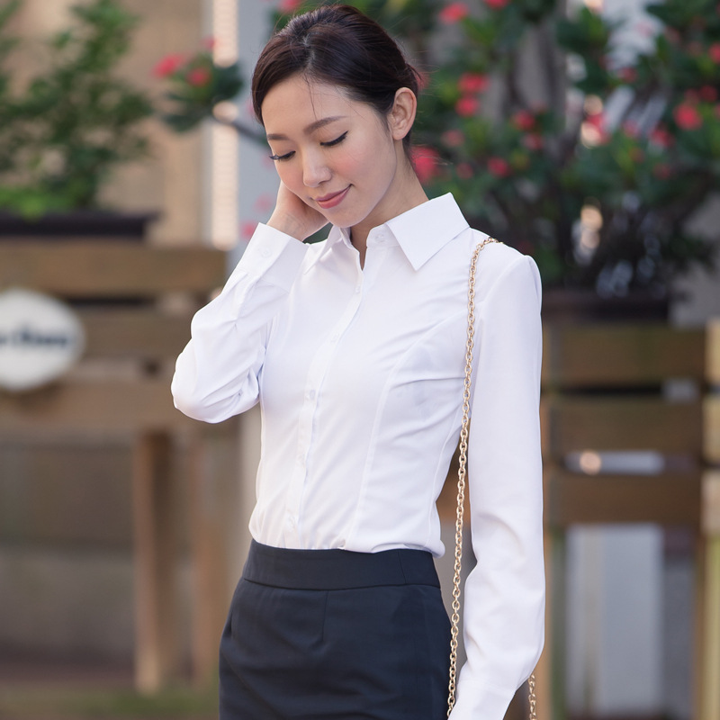 2021 Spring and Autumn Korean Style Shirt Women's White Shirt Student Professional Women's Wear Large Size Long Sleeve Base Shirt