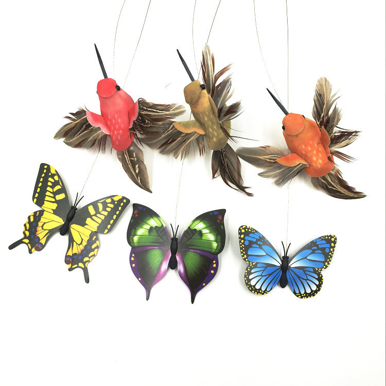 Factory direct electric bird around flowers pet toy cat flying butterfly cat stick wholesale