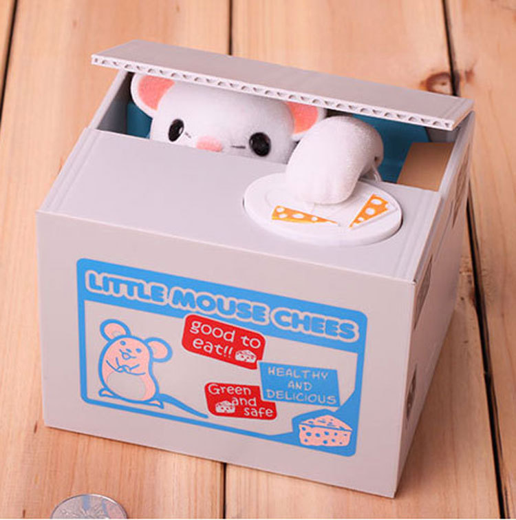 Creative cartoon children's birthday gift cat stealing money series piggy bank electric belt music piggy bank toy