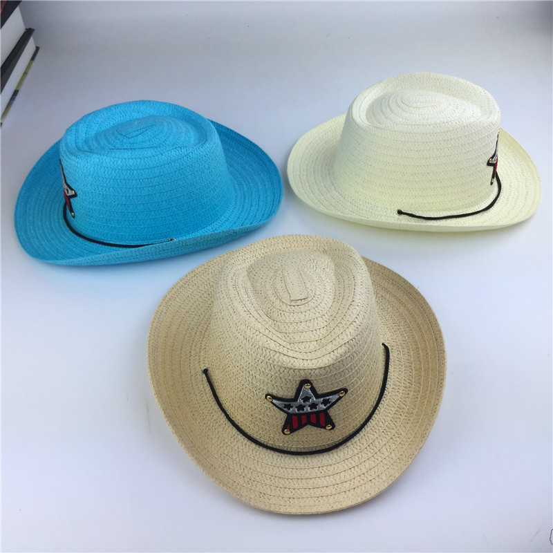 Summer Children's Sun Hat Five-pointed Star Baby Western Jazz Cowboy Hat Children's Basin Hat Children's Straw Hat