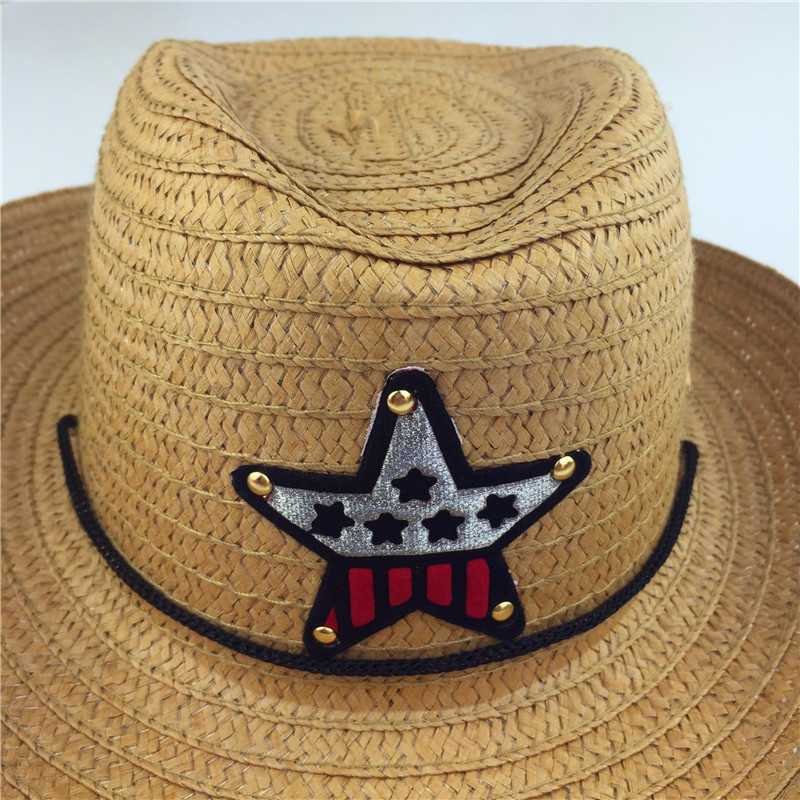 Summer Children's Sun Hat Five-pointed Star Baby Western Jazz Cowboy Hat Children's Basin Hat Children's Straw Hat