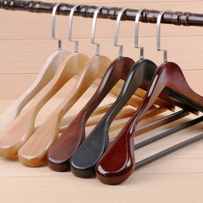 Wide shoulder coat suit hanger hotel wooden bedroom clothes hanger wholesale seamless household solid wood clothes hanger clothes hanger