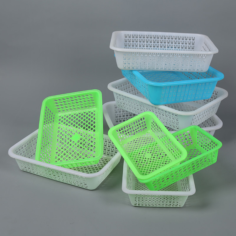 プラスチック水切りバスケットのプラスチックバスケットの長方形のプラスチックの白い四角バスケットの野菜バスケットのプラスチックの四角ふるいの電気商はかごを選別します。|undefined