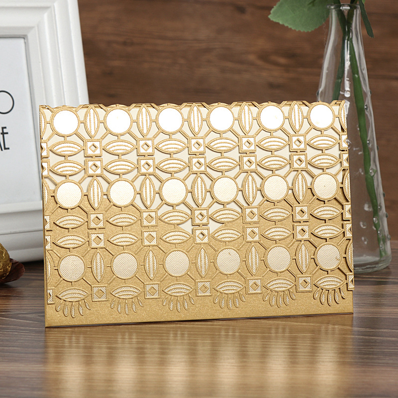 2024 creative bronzing envelope cardboard invitation wedding supplies Chinese wedding invitations hollow wedding invitations
