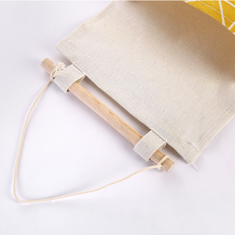 Waterproof cotton and linen storage hanging bag hanging fabric three-pocket hanging bag door sundries storage bag storage bag wholesale