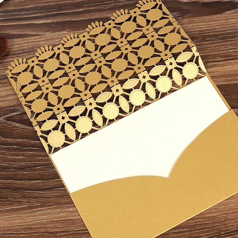 2024 creative bronzing envelope cardboard invitation wedding supplies Chinese wedding invitations hollow wedding invitations