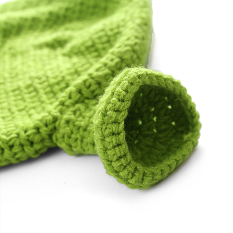 New European and American hand-woven wool adult green Shrek color hat