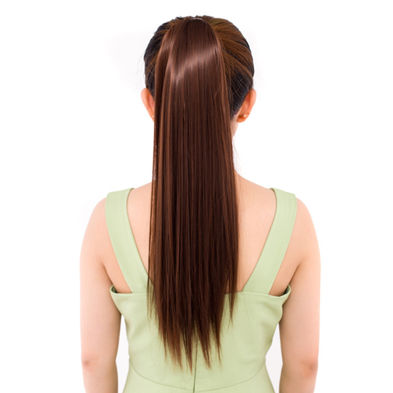 Fashion Soft Wig Ponytail Realistic Matte Silk Long Straight Hair Wig Ponytail Bundled Straight Hair Fake Ponytail