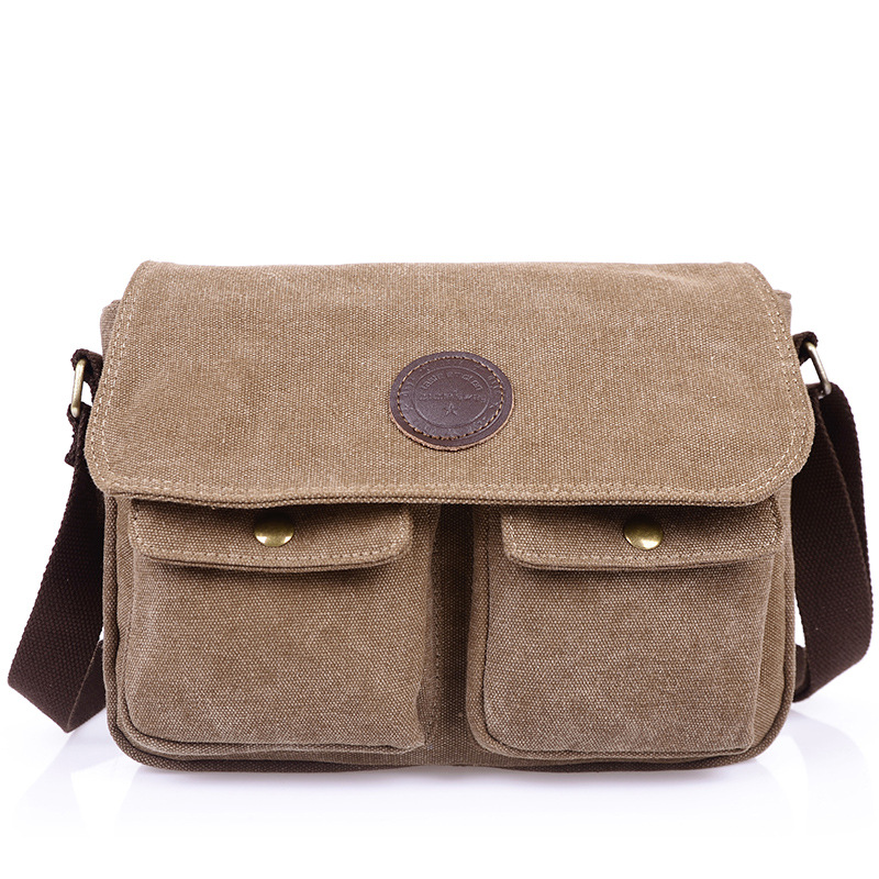 Men's Shoulder Bag Outdoor Crossbody Bag Men's Backpack Canvas Horizontal Messenger Bag Student Casual Schoolbag Crossbody Bag