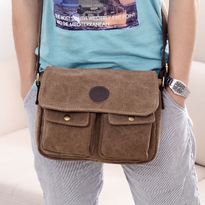 Men's Shoulder Bag Outdoor Crossbody Bag Men's Backpack Canvas Horizontal Messenger Bag Student Casual Schoolbag Crossbody Bag