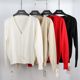 2023 Korean style large size women's v-neck spring and autumn knitted cardigan women's solid color long sleeve v-neck thin sweater in stock