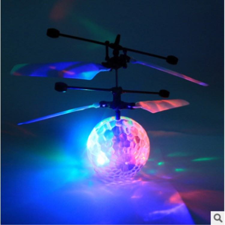 Factory direct novelty induction luminous crystal ball usb charging suspension flying ball fall-resistant colorful aircraft