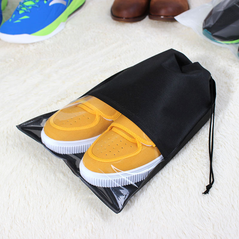 Spot transparent non-woven drawstring pocket slippers sandals bag men's shoes sports shoes toy dustproof packaging bag