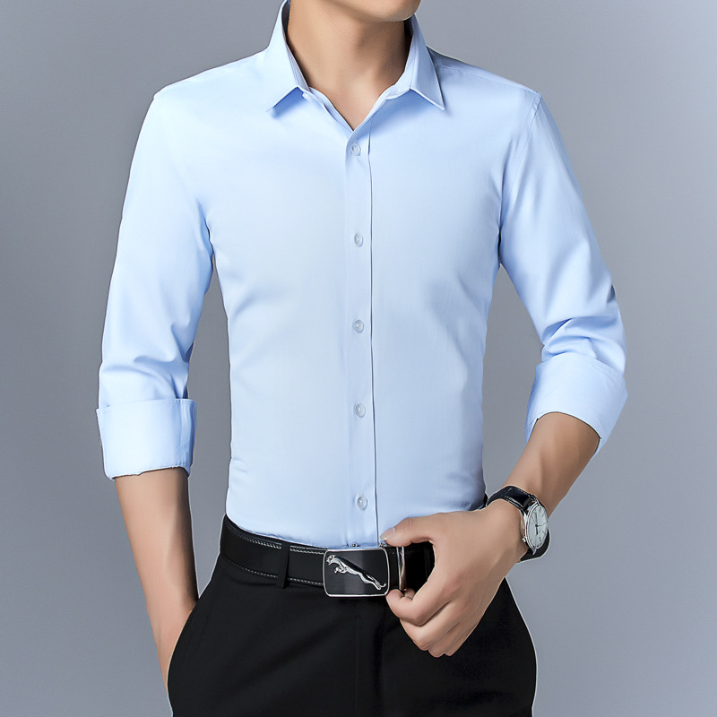 Spring and Autumn men's long-sleeved shirt men's long-sleeved slim men's shirt Korean youth solid color shirt men's wholesale cardigan