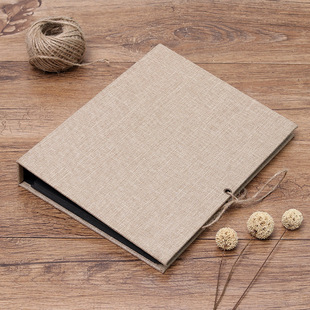Linen diy photo album handmade homemade loose-leaf notebook simple hemp rope studio for Amazon