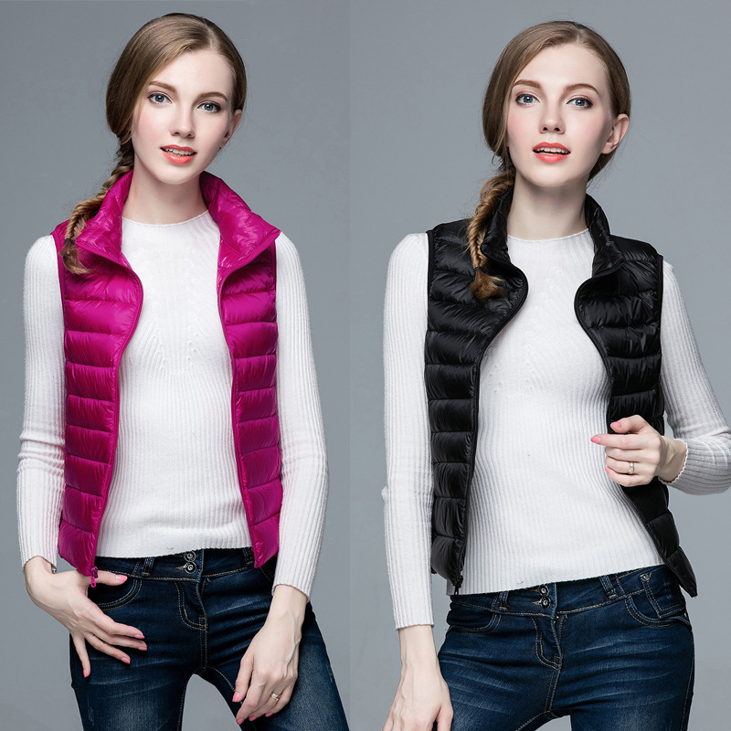 2024 autumn and winter new ultra-thin down jacket vest women's plus size slim vest short women's waistcoat tide