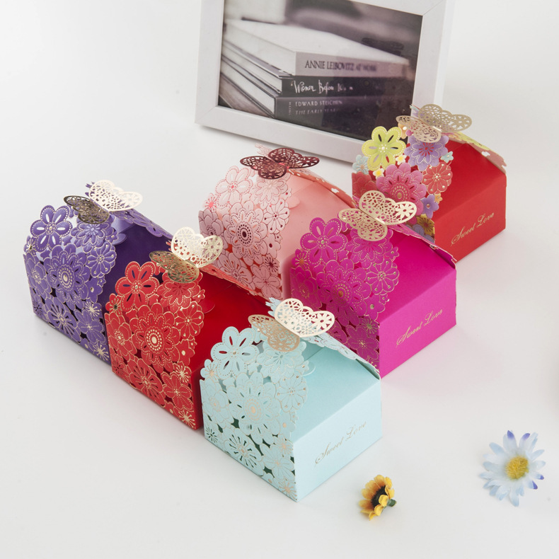 European-style New Candy Box Multicolor Hollow Petals Butterfly Box Wedding Candy Box Party Snack Packaging Box