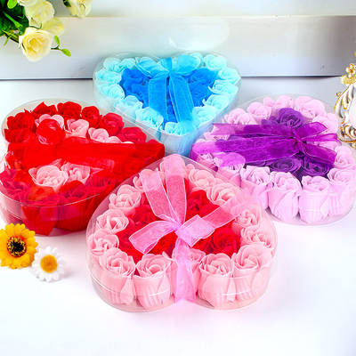 Wholesale 38 Day Gift 24 Soap Flower Heart-shaped Gift Box Housewarming Wedding Supplies Hand Gift Rose Cross Border