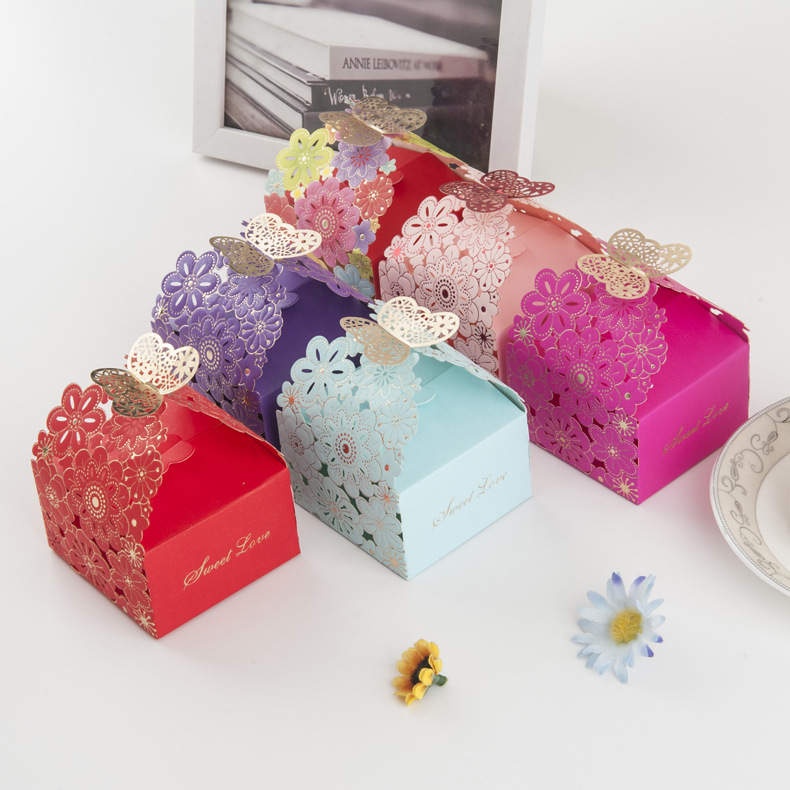 European-style New Candy Box Multicolor Hollow Petals Butterfly Box Wedding Candy Box Party Snack Packaging Box