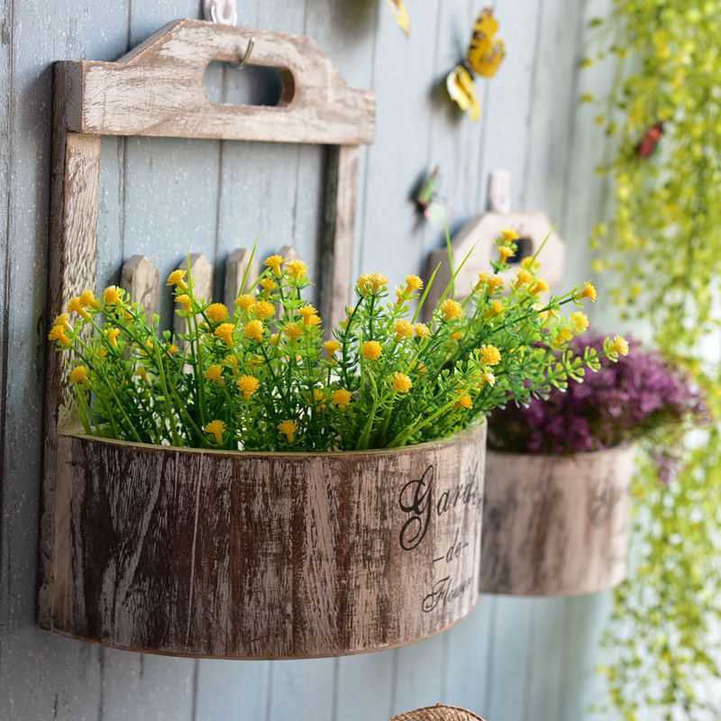 Pastoral retro wall hanging flower pot flower basket flower rack wall decoration creative hanging wall hanging wall decoration rattan rack