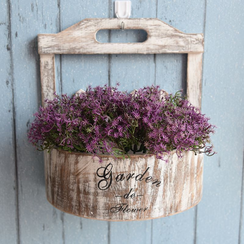 Pastoral retro wall hanging flower pot flower basket flower rack wall decoration creative hanging wall hanging wall decoration rattan rack