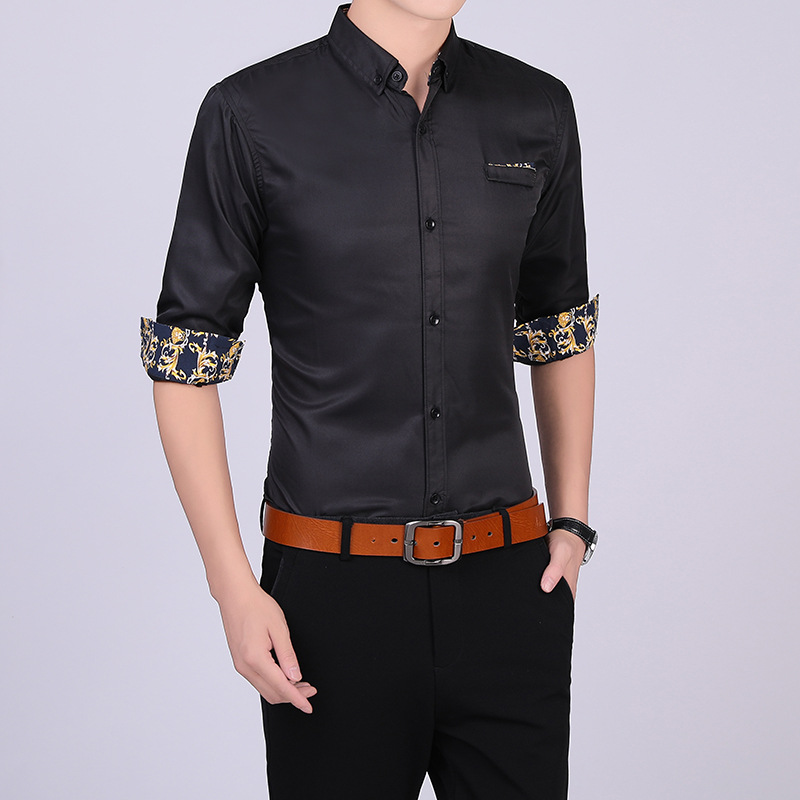 Spring and Autumn 2023 Teenager's Casual Slim Thin Men's Shirt Youth Fashion Long Sleeve Shirt