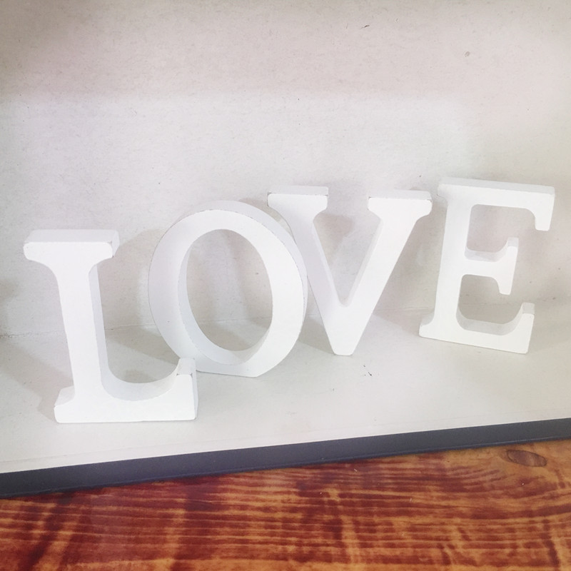 Spot 27 English alphabet ornaments Trojan white wood products home wedding decoration shooting props &-S