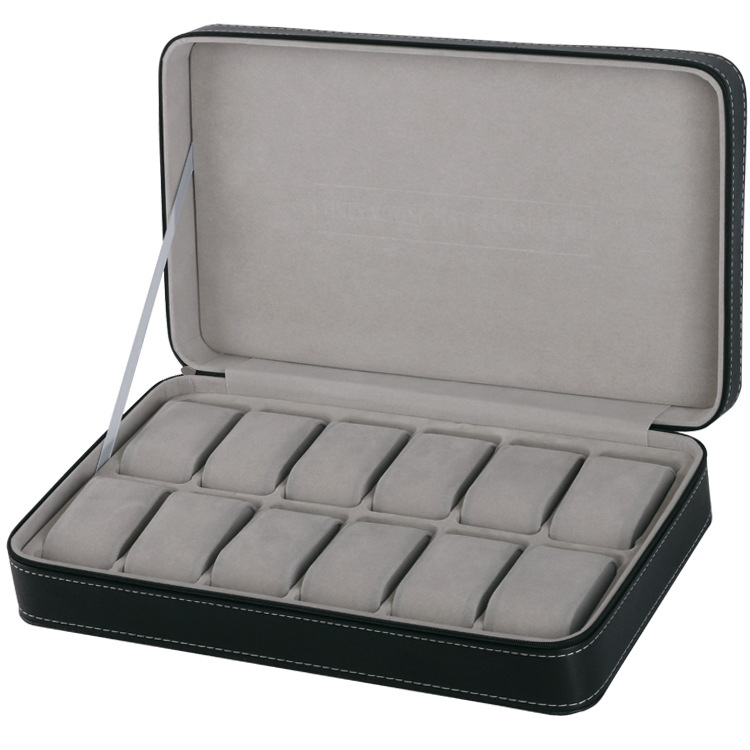 Watch zipper bag 12 watch storage display box 12 PU leather watch gift box factory in stock