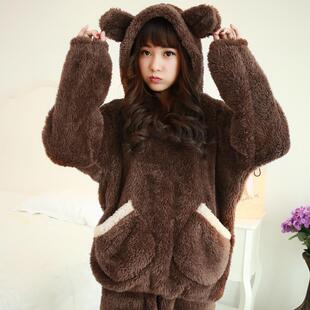 Autumn and Winter Women's Flannel Long-sleeved Pajamas Cute Plush Korean Style Thickened Winter Coral Fleece Home Clothes Set