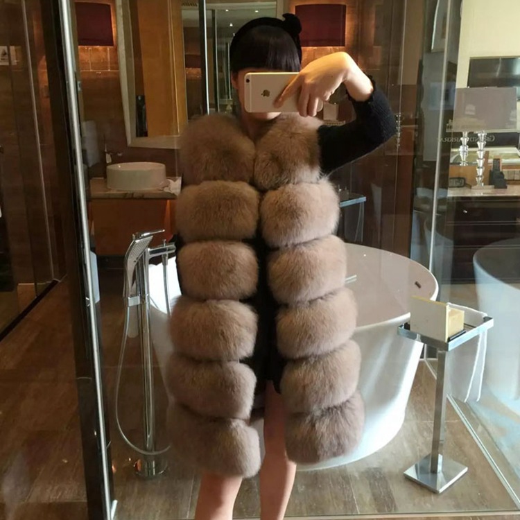 Haining fur factory wholesale imitation fox fur vest new mid-length vest Korean style slimming coat