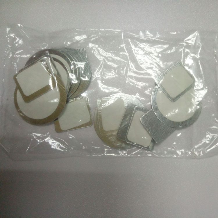 円形の四角形のステッカーの鉄片のほじくりの皿のツールは磁気のアルミニウムの皿のアイシャドーの底の両面のゴムの鉄片の現物を引きます。|undefined