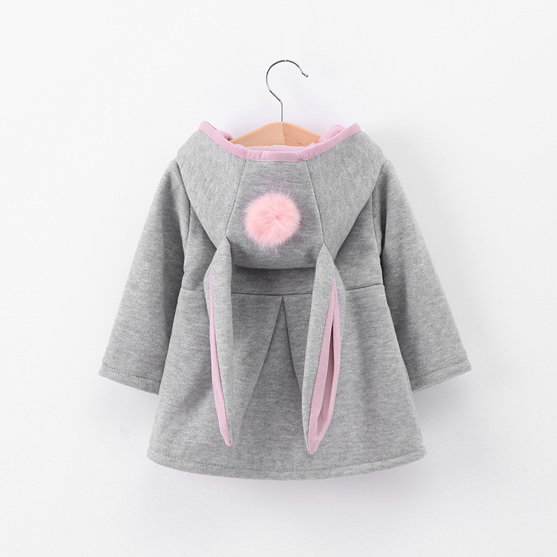 Girls' Hooded Coat Spring, Autumn and Winter New Small and Medium-sized Children's Cute Rabbit Ears Children's Wear Cross-border Children's Fashion