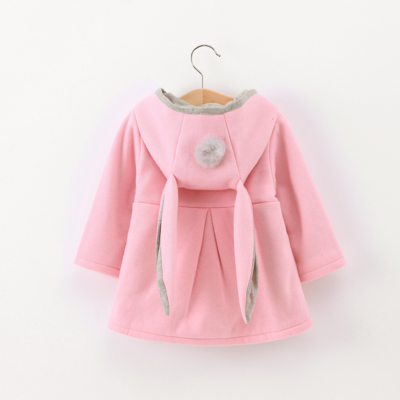Girls' Hooded Coat Spring, Autumn and Winter New Small and Medium-sized Children's Cute Rabbit Ears Children's Wear Cross-border Children's Fashion