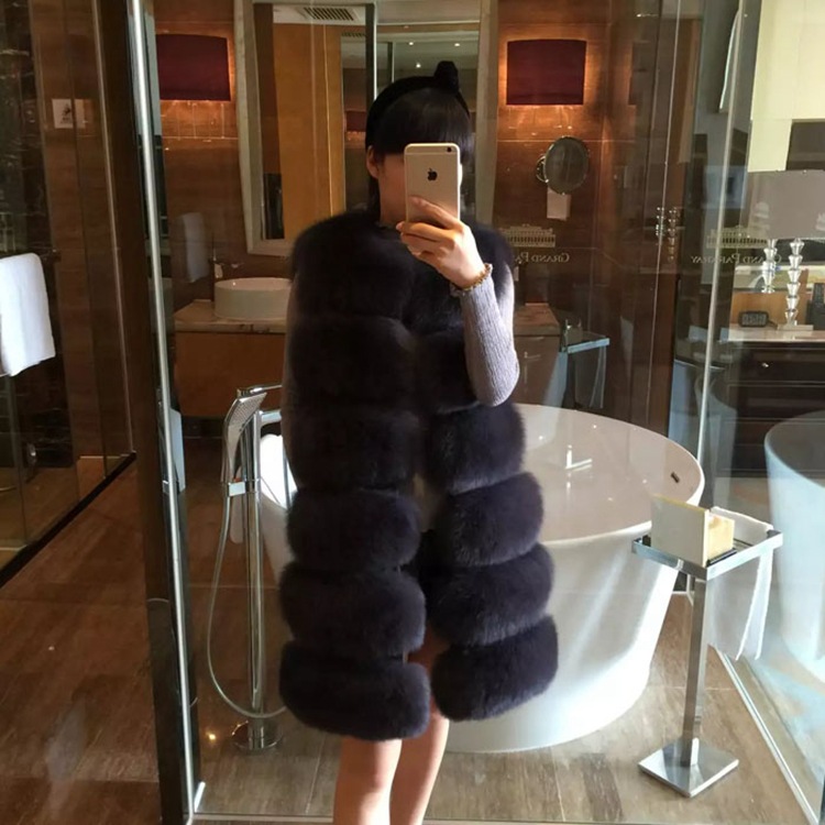 Haining fur factory wholesale imitation fox fur vest new mid-length vest Korean style slimming coat