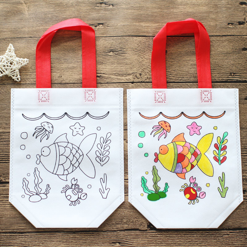Children's DIY environmental protection graffiti bag children's kindergarten handmade coloring painting materials educational coloring