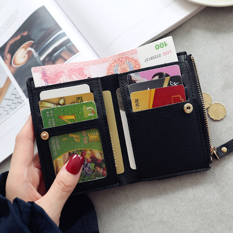 Women's vertical buckle cherry embroidered short fashion wallet 2024 new student simple fashion wallet