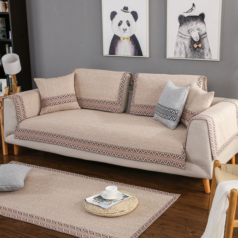 Four Seasons Universal Fabric Cotton and Linen Sofa Cushion Factory Wholesale Simple Modern Cotton Fabric Sofa Set Towel
