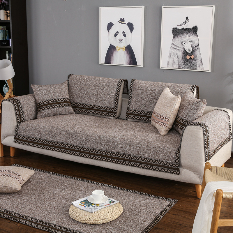 Four Seasons Universal Fabric Cotton and Linen Sofa Cushion Factory Wholesale Simple Modern Cotton Fabric Sofa Set Towel