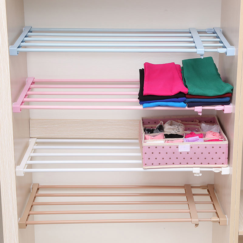 Wardrobe Layered Partition Cabinet Shoe Cabinet Partition Storage Rack Nail-free Telescopic Storage Rack Partition Dormitory Artifact