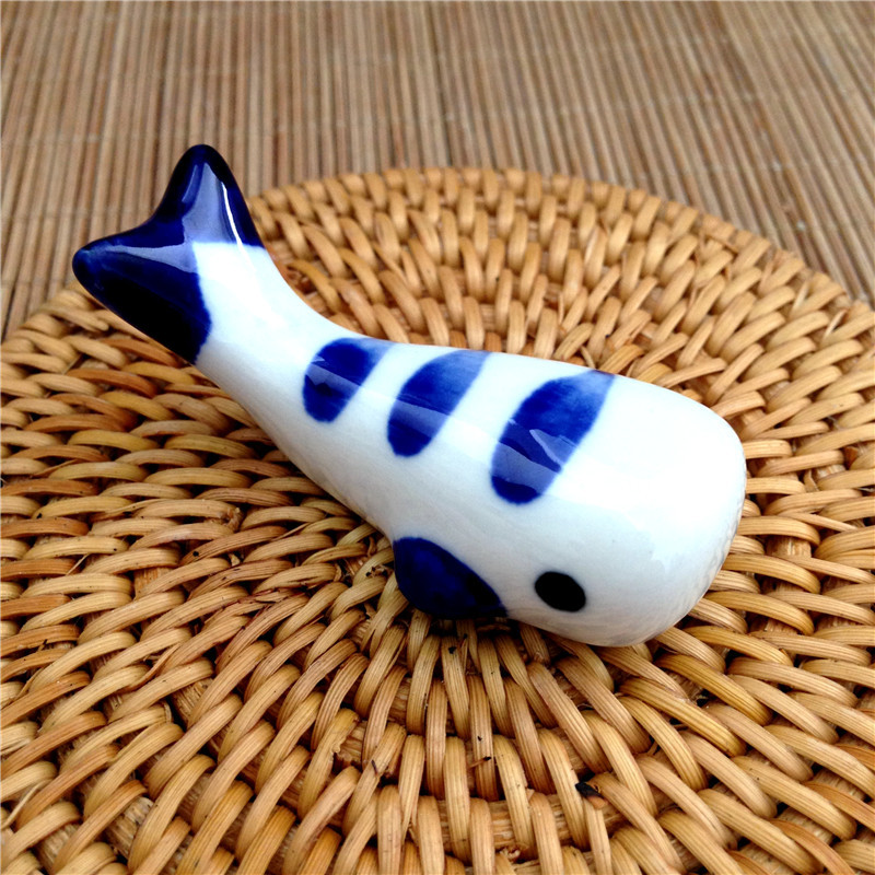 Marine Life Whale Ceramic Chopsticks Rack Chopsticks Holder Creative Cute Pen Rack Pen Holder Household Restaurant Small Animal Chopsticks Pillow