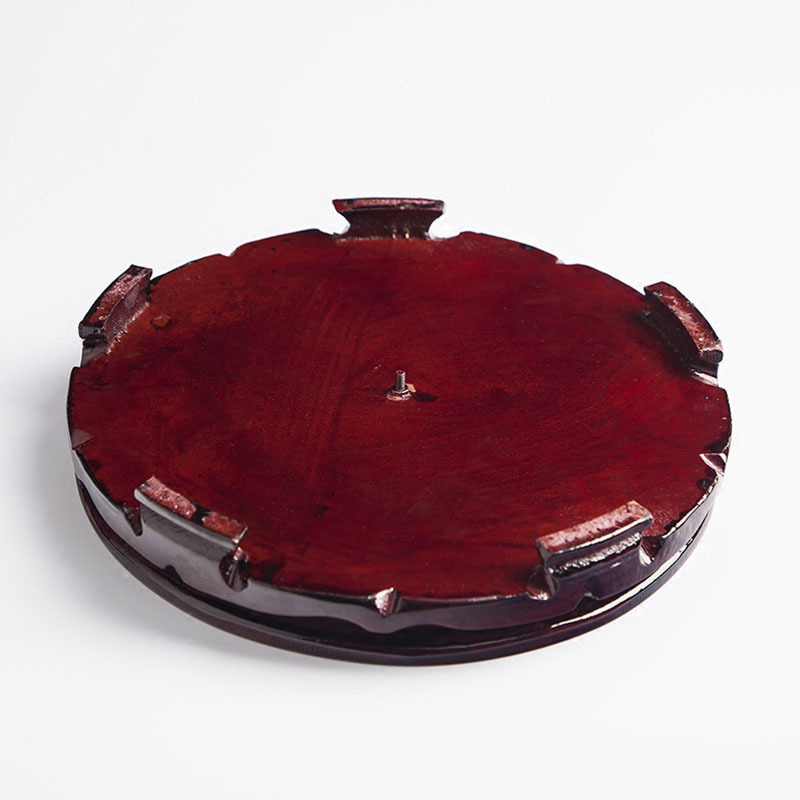 Wholesale round solid wood base vase flowerpot fish tank tray tea set stone wine jar handmade wooden ornaments