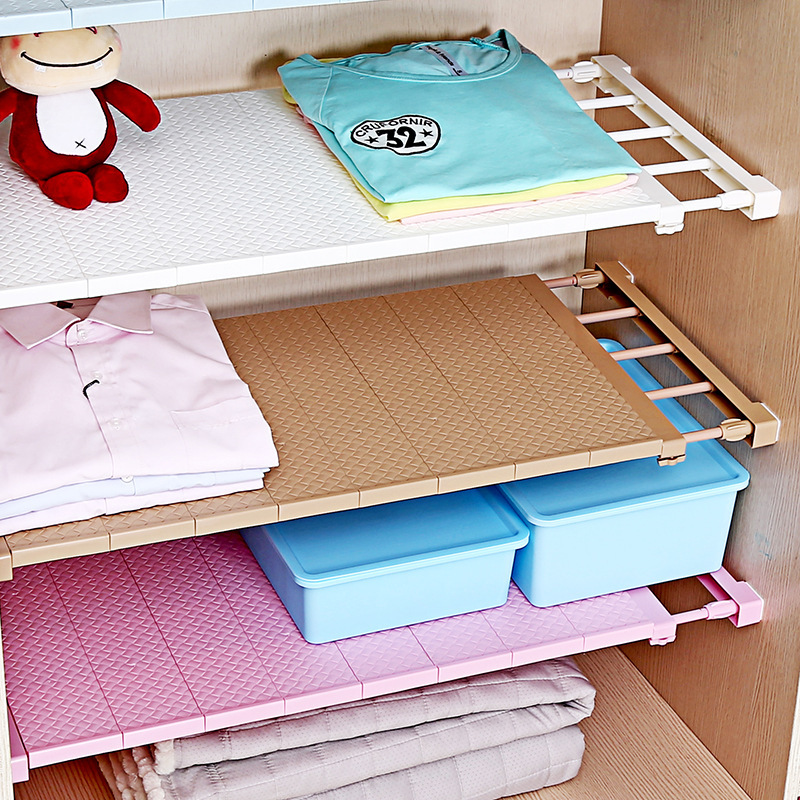 Partition Nail-free Wardrobe Layered Partition Clothes Cabinet Storage Partition Shelf Layered Shelf Telescopic Dormitory Storage Rack Partition