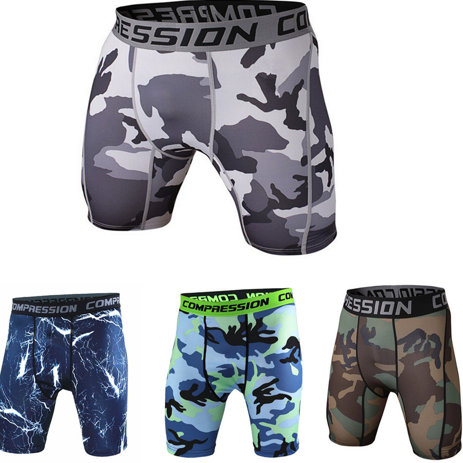 Men's Shorts Camouflage Running Training Fitness Sports Leisure Sweat Absorbing Elastic Lightweight Tight Base Quick-drying Pants