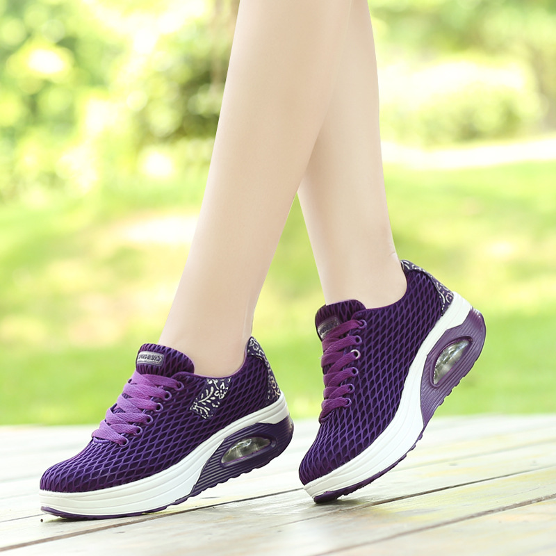 2018 Spring New Breathable Large Mesh Rocking Shoes Women's Fashion Sports Casual Shoes Korean Style Mesh Thick Sole Women's Shoes
