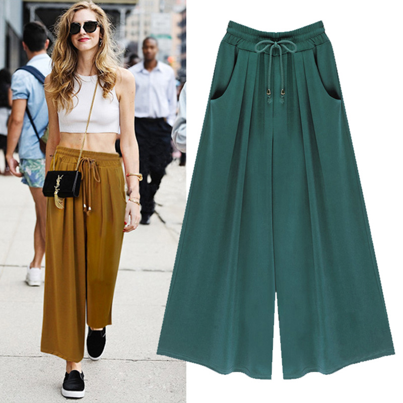 Spring and summer wide leg pants 200kg fat mm pants Europe and the United States plus fat plus size women's loose casual pants wide leg pants