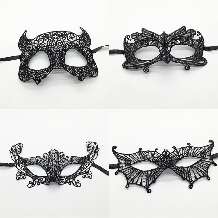 Cross-border black lace eye mask shaping Halloween party masquerade mask Christmas supplies